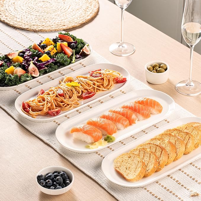 Ceramic Oval Serving Platters Set of 4, 13 Inch Long Serving Trays - Image 4