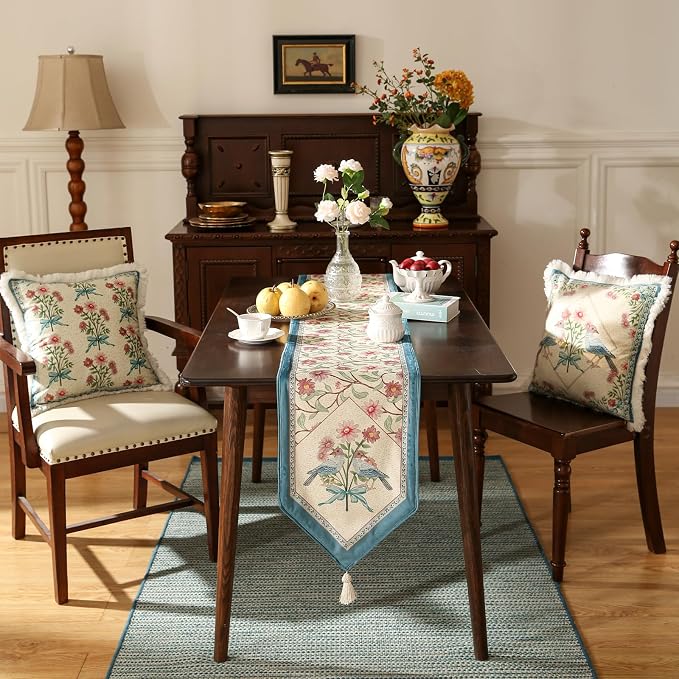 Patdrea Designer Elegant Velvet Table Runner, Colorful Floral Pattern, - Image 7