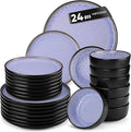 vancasso Plates and Bowls Sets, 24 Pieces Stoneware Dinnerware Sets by vancasso