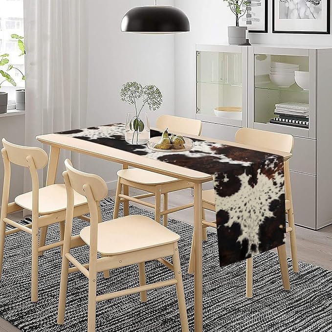 Cow Animal Skin Print Table Runner, Rustic Cottage Country Farm Animal Fur Skin - Image 3
