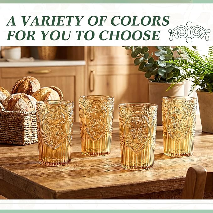 48 Pcs 16 oz Plastic Vintage Drinking Glasses Stemless Ribbed Highball Glasses - Image 6