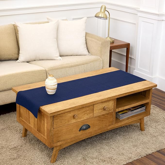 Solino Home 100% Pure Linen Dining Table Runner Blue, Athena 14 x 60 in | Table by SolinoHome