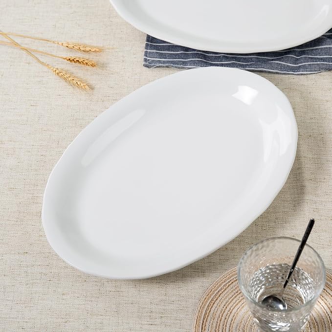 Ceramic Plates, 13.7" Serving Platter, Oval Dinner Plates, Serving Dish Set - Image 5