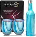CHILLOUT LIFE 12 oz Stainless Steel Wine Tumblers 2 Pack & 1 Insulated Wine by CHILLOUTLIFE