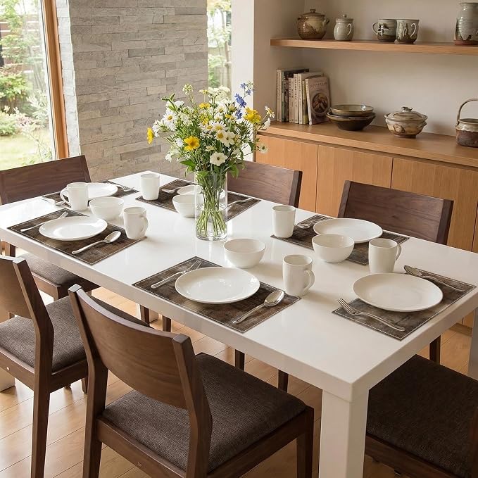 Emvency Farmhouse Placemats Set of 6, 12x18 Inch, Rustic Neutral Brown | - Image 7