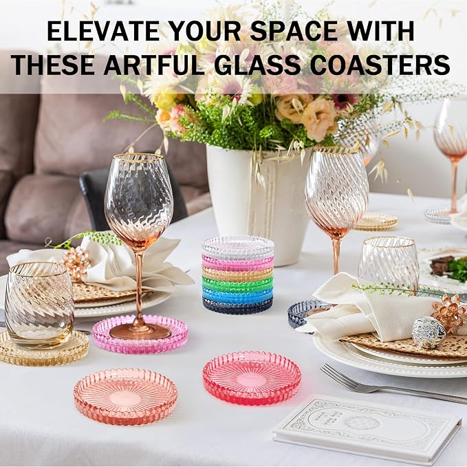 Modern Clear Glass Coasters Set of 8, Cute Coasters Table Mats - Image 7