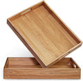 Acacia Wood Serving Tray with Handles Set of 2 – Decorative Serving Trays by KARRYOUNG