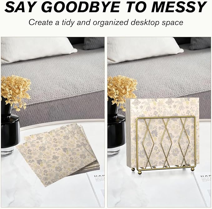 2 Pack Gold Napkin Holders for Table, Metal Set for Kitchen Counter | Two - Image 4