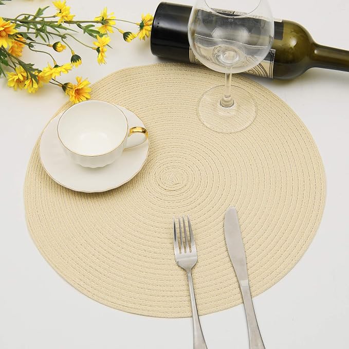 SHACOS Round Braided Placemats Set of 6 Round Table Place Mats - Image 7