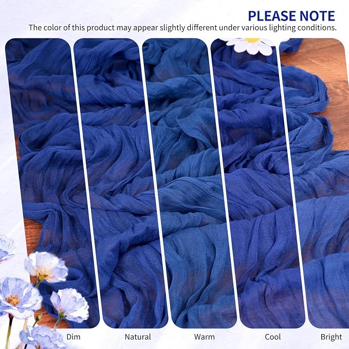 4 Pack Cheesecloth Table Runner 10FT Royal Blue Table Runner Boho Gauze Cheese - Image 7