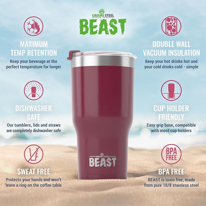 Beast 30 oz Tumbler Stainless Steel Vacuum Insulated Coffee Ice Cup Double Wall - Image 6