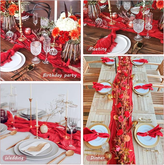 12 Pack 10Ft Cheesecloth Table Runner 35x120 Inch Boho Gauze Table Runner - Image 6