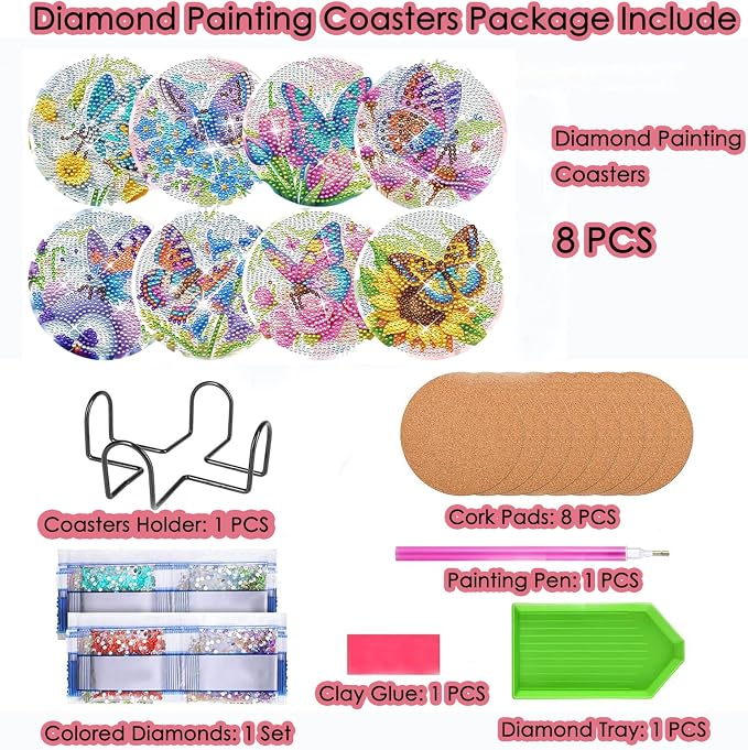TDOOW Diamond Art Painting Coasters Kit, DIY Diamond Painting - Image 3