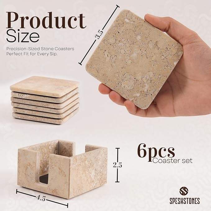 Travertine Coasters Set of 6 - Image 6