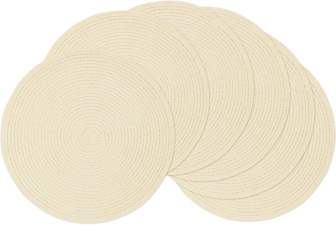 SHACOS Round Braided Placemats Set of 6 Round Table Place Mats by SHACOS