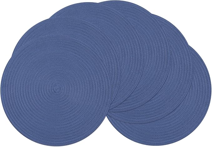 SHACOS Round Placemats Set of 6 Washable 15 inch Round Table Mats Cotton by SHACOS