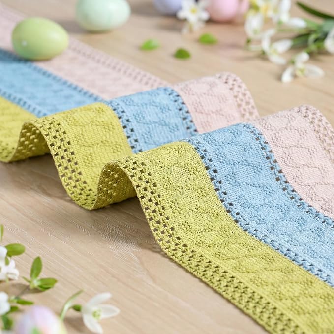 Artoid Mode Yellow Blue Pink Farmhouse Rustic Table Runner 12x120 Inch | - Image 6