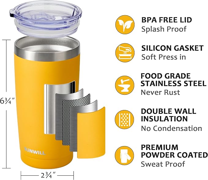 SUNWILL Travel Coffee Tumbler 20 oz, Insulated Mug - Image 2