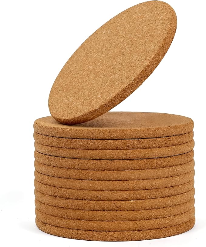 Noe & Malu 4-Inch Round Absorbent Natural Cork Coasters, cups and mugs. by NoeMalu