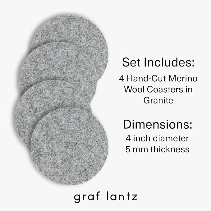 Graf Lantz - Bierfilzl Merino Wool Round Coasters Set of 4 - Granite - Absorbs - Image 4