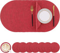 Homaxy Round Faux Leather Placemats and Coasters, Wipeable Place Mats, by Homaxy