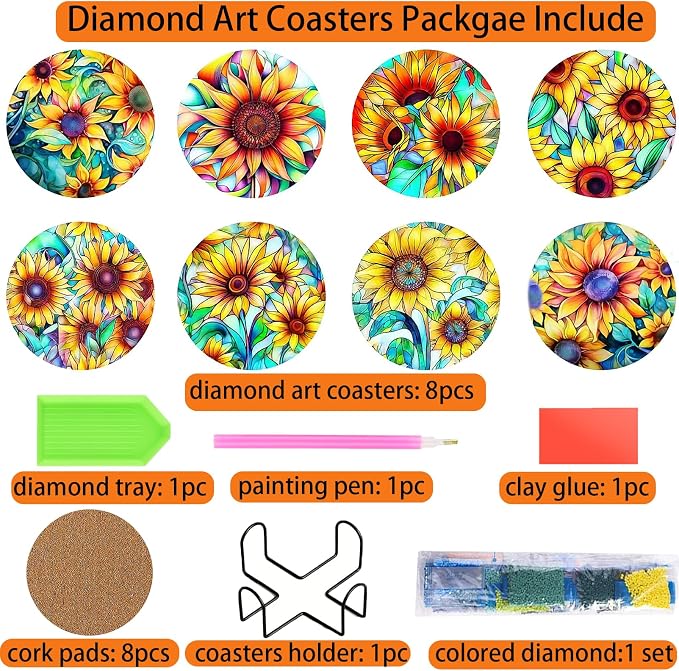 TDOOW Diamond Art Coasters Kits, 5D DIY Crafts Art Kits - Image 3