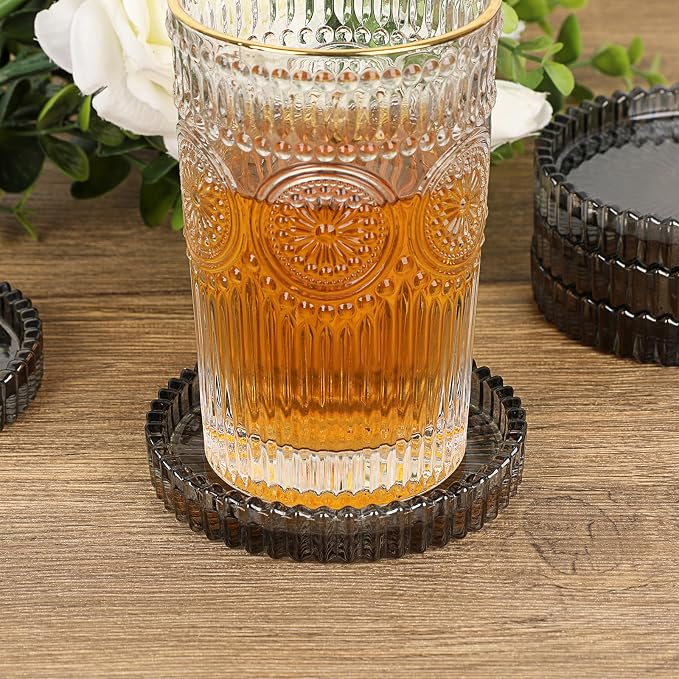 JUXYES Set of 5 Heat-Resistant Clear Glass Coaster - Image 5