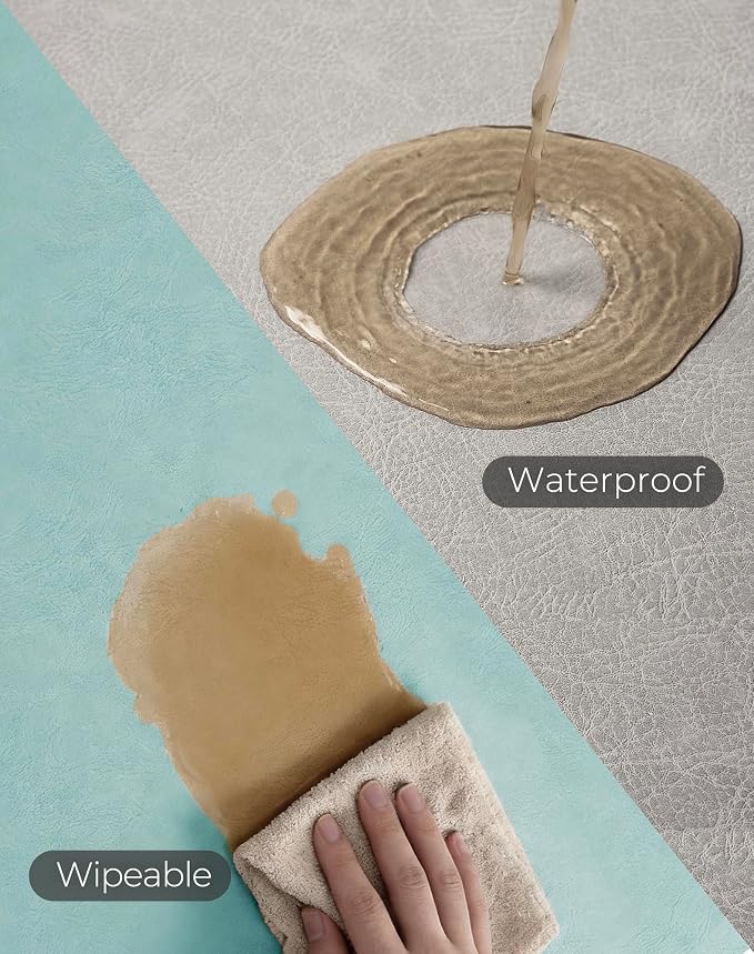 Leetaltree Reversible Faux Leather Placemats and Coasters Set of 16, 12x17 Inch - Image 4