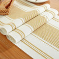 Gold Table Runner with Tassels, 90 Inches Long Farmhouse Macrame Cotton Linen by Niviy
