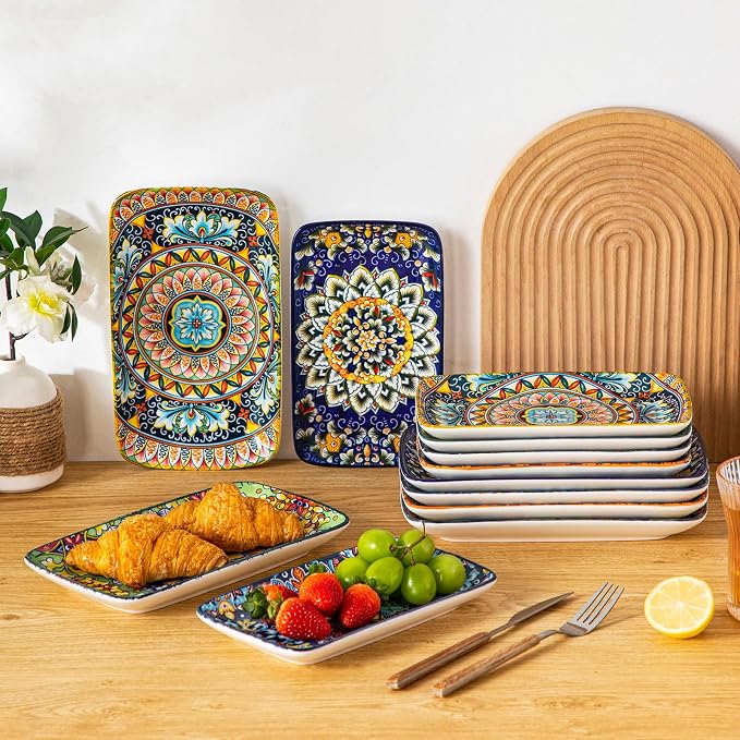vancasso Simi 9.5 Inch Rectangular Dinner Plates Set of 6 - Image 8