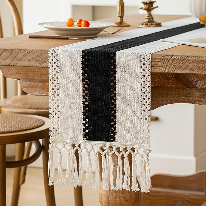Farmhouse Table Runner for Home Decor 12x90 Black Fall Home Decor | 90Inches - Image 5