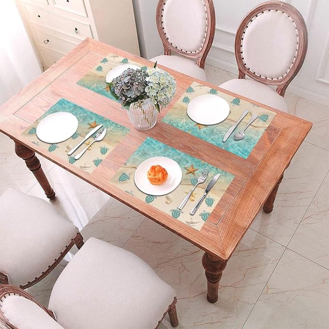 Sea Turtles Beach Placemats Set of 4 Linen Washable Non-Slip Heat-Resistant - Image 6