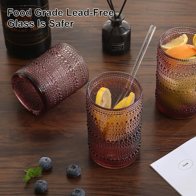 ZMOWIPDL 12oz & 15oz Hobnail Drinking Glasses, - Image 7