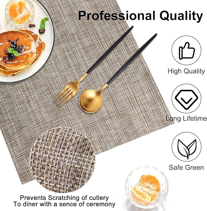 Vinyl Placemats Set of 8, PVC Woven Washable Non-Slip Table Mats, Heat - Image 6