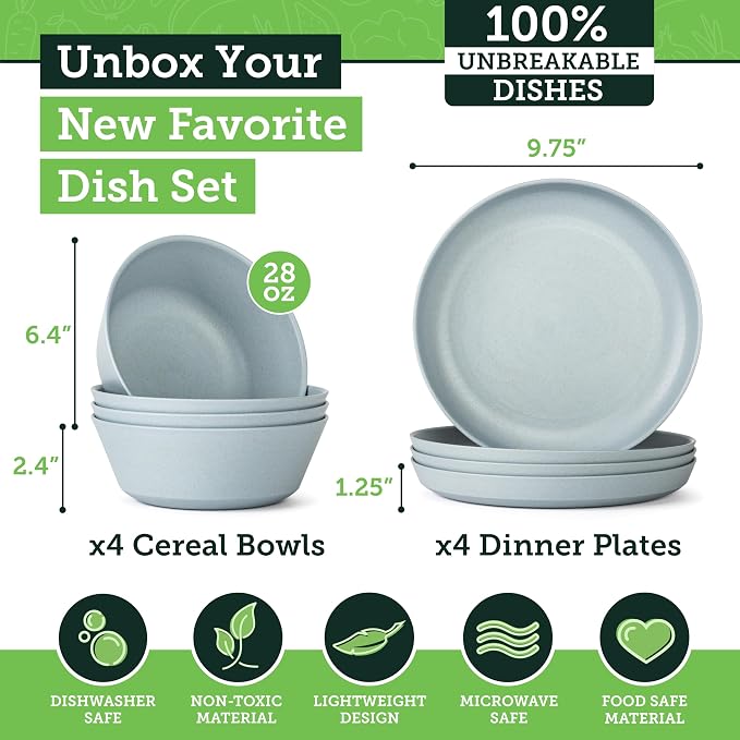 Grow Forward Premium Wheat Straw Plates and Bowls Sets - Image 3