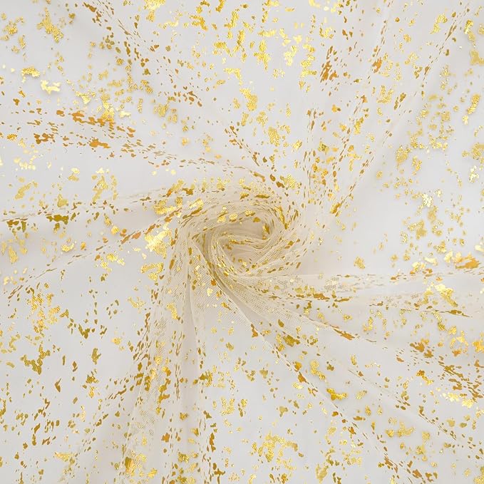 Artoid Mode Beige Gold Gauze Table Runner 120 Inch 10Pcs, Glitter Metallic Foil - Image 5