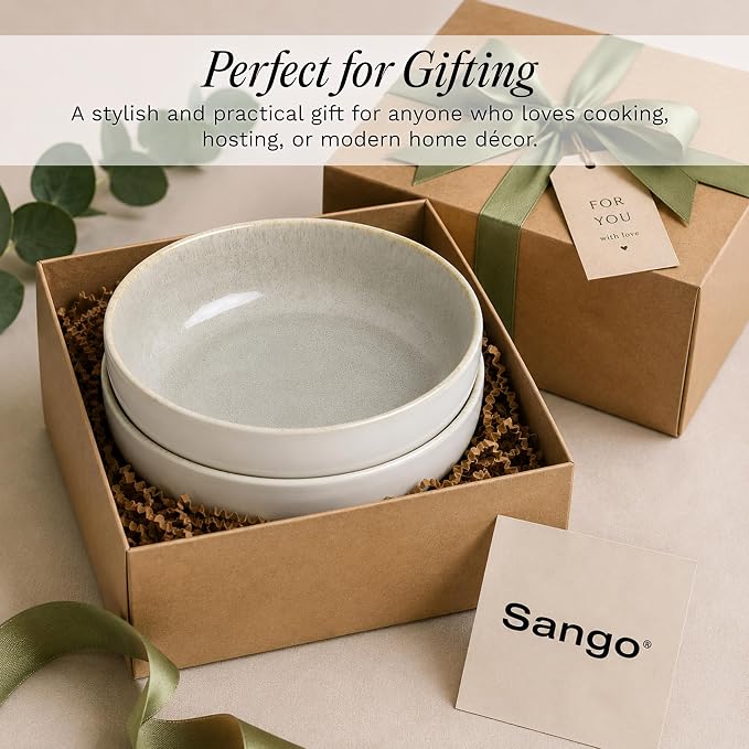 SANGO Resona Moss Large Serving Bowl, 64.25 oz, Salad & Dinner, Big Ceramic - Image 6