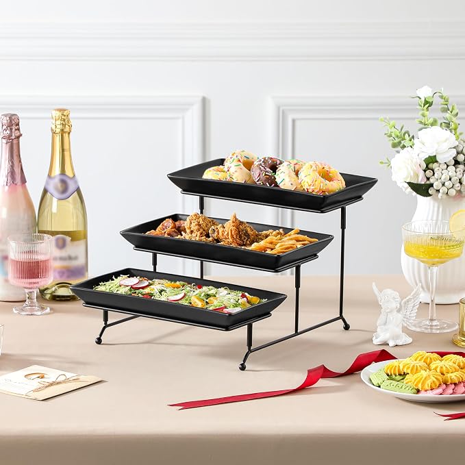 MALACASA 3 Tier Serving Tray, Porcelain Tiered Serving Trays Platters, 12 Inch - Image 8