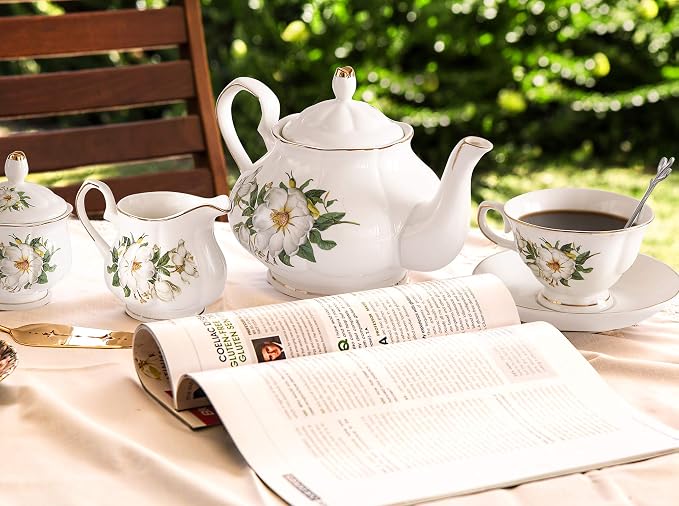 CHENP.HMC Porcelain Tea Cup Set 22-Piece Ceramic Coffee Tea Sets | Cups Saucer - Image 5