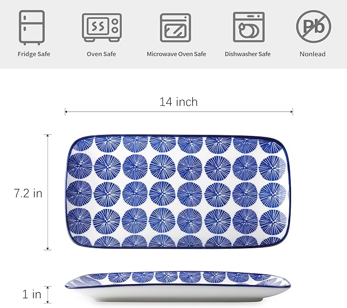 Selamica Ceramic Serving Platters, 14 Inch Serving Trays - Image 2