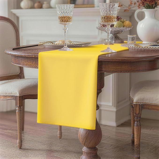 Yellow Table Runner, Waterproof Washable Runners 36 Inches Long | Reusable - Image 2