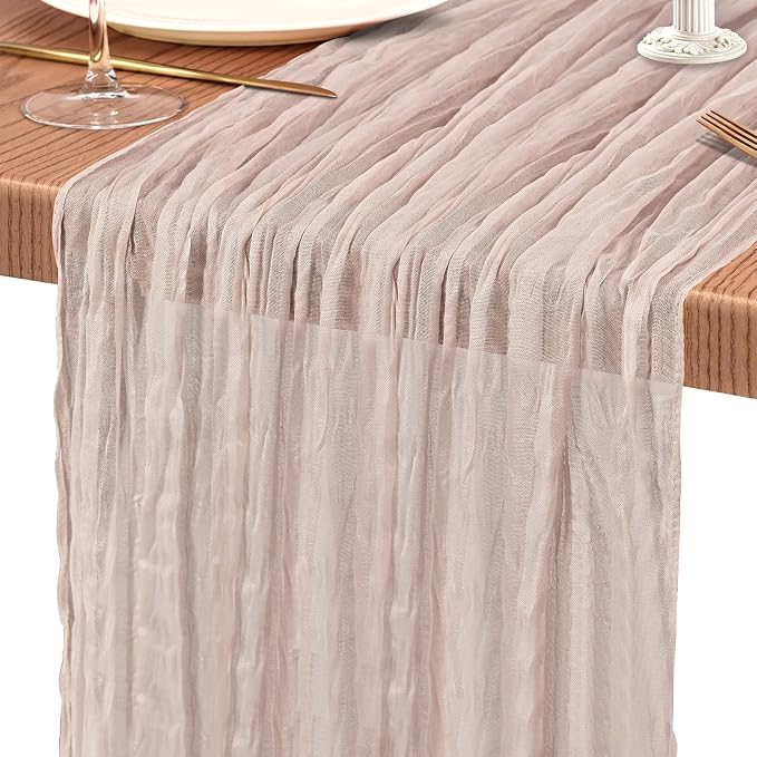 4 Pack Cheesecloth Table Runner 10FT Rosy Brown Table Runner Boho Gauze Cheese - Image 9