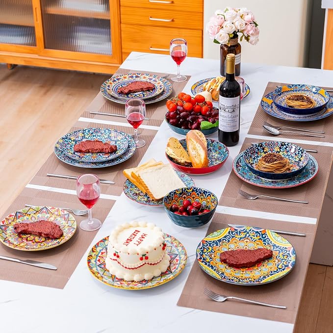 24 Pieces Dinnerware Sets, Plates and Bowls Set, Porcelain Dishes Set - Image 6