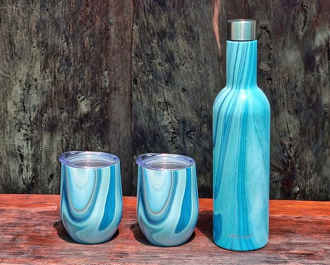 CHILLOUT LIFE 12 oz Stainless Steel Wine Tumblers 2 Pack & 1 Insulated Wine - Image 4