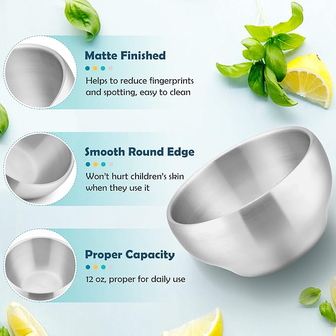 HaWare 6-Piece Kids Bowls, 12oz SUS304 Metal Bowl - Image 4