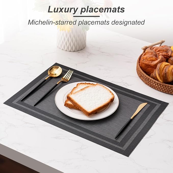 Placemats Set of 6 Washable Indoor | Outdoor Vinyl Place Mats - Image 5