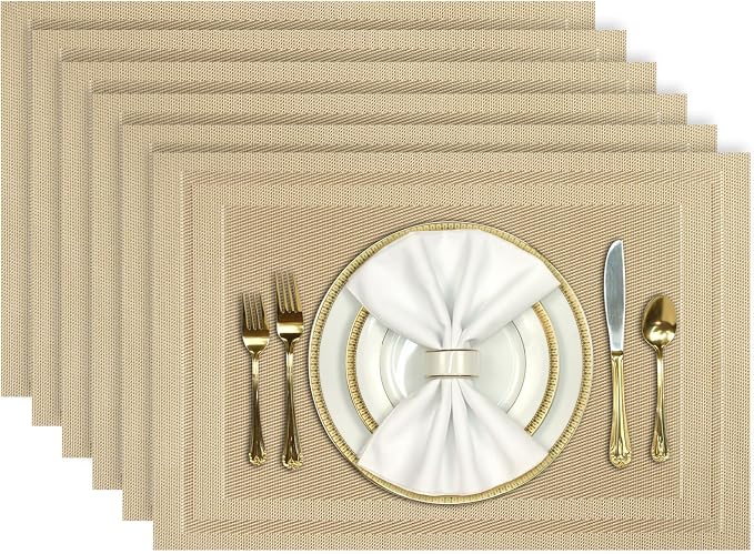 Aofmee Placemats Set of 6, Washable PVC Place Mats, Heat Resistant Non-Slip by Aofmee