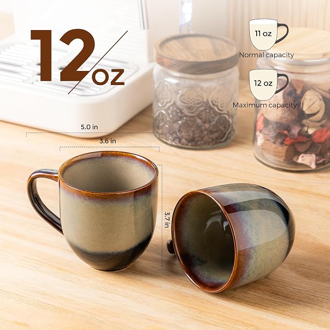 theterra Ceramic Coffee Mugs Set of 6, 12 oz Coffee Cups - Image 3