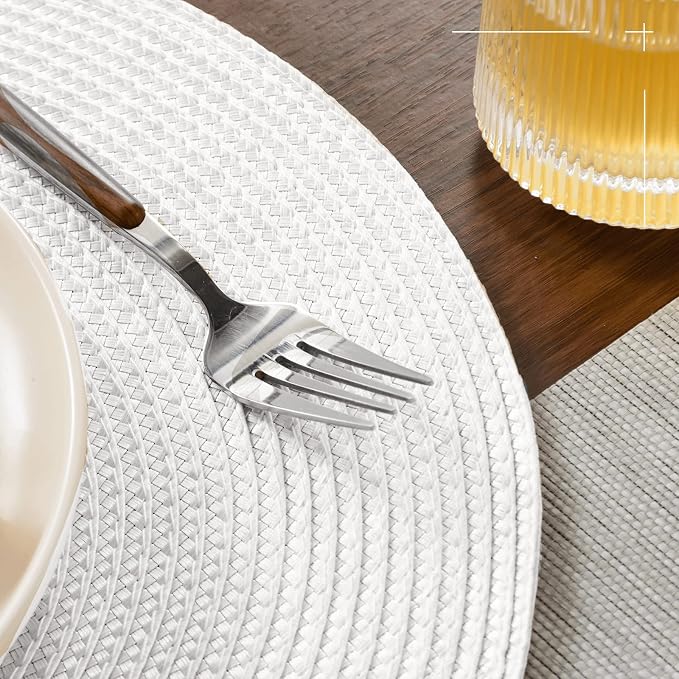FunWheat Round Braided Placemats Set of 6 Table Mats - Image 5