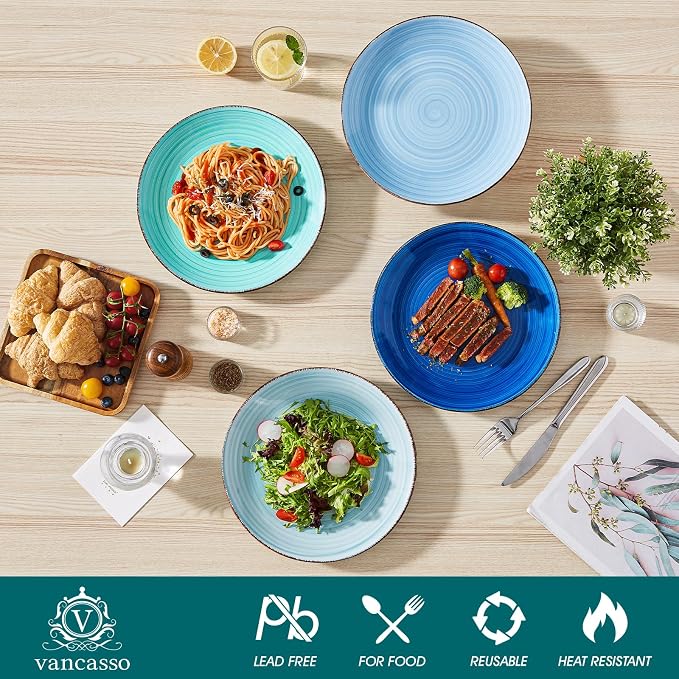 vancasso Bonita 10.5 Inch Ceramic Dinner Plates Set of 6, Cool Colors | - Image 3